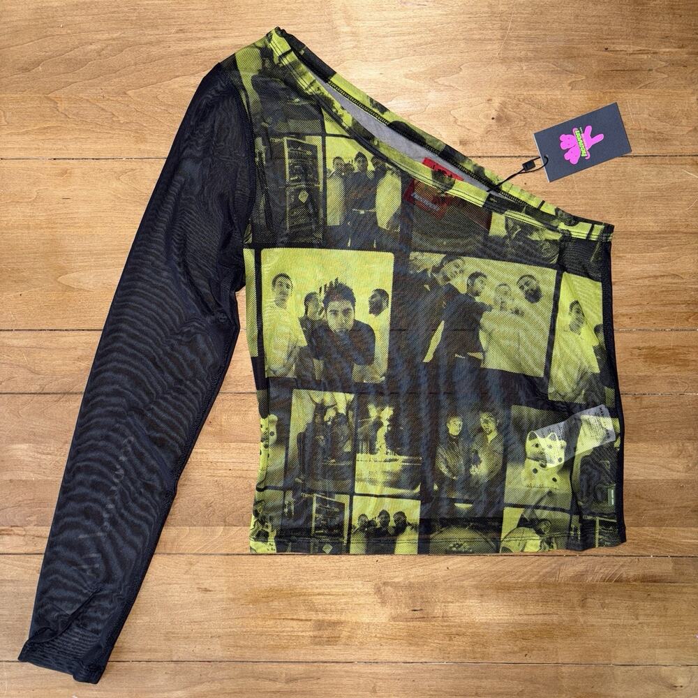 Heaven by Marc Jacobs: Deftones One Shoulder Mesh Top RARE SZ M Around The Fur